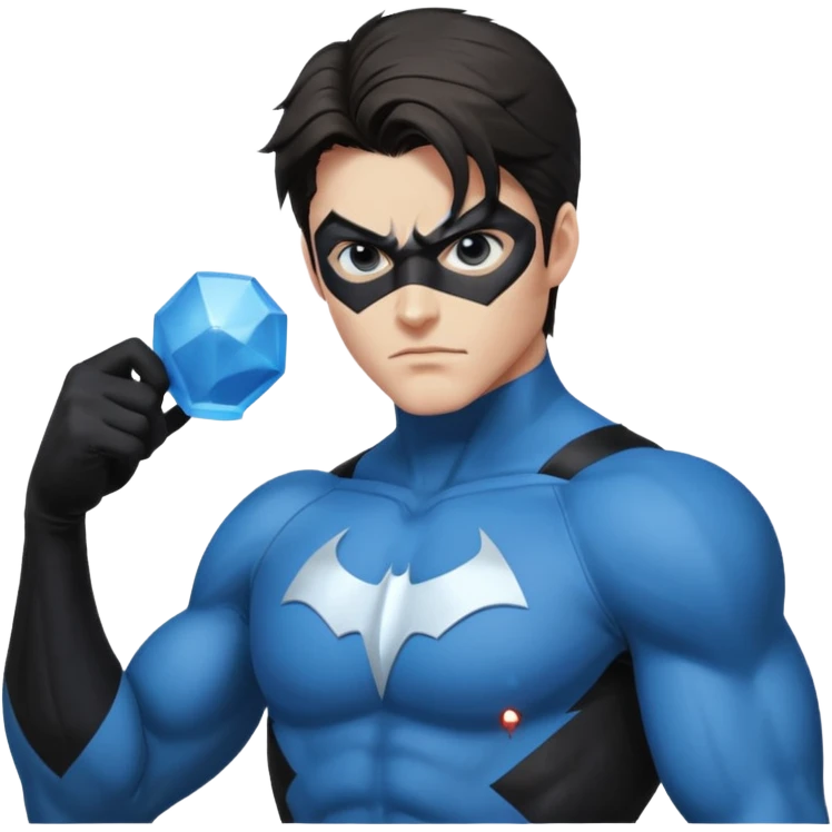 nightwing with white eyes analyzing evidence emoji