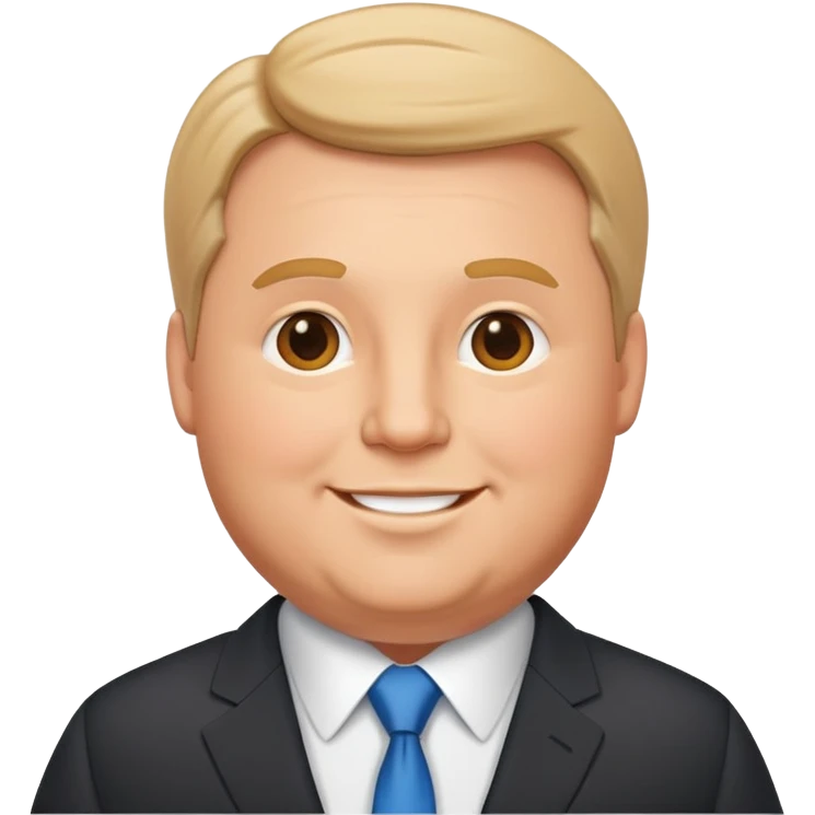 highly detailed happy plump white man in business suit, refined features, realistic proportions emoji