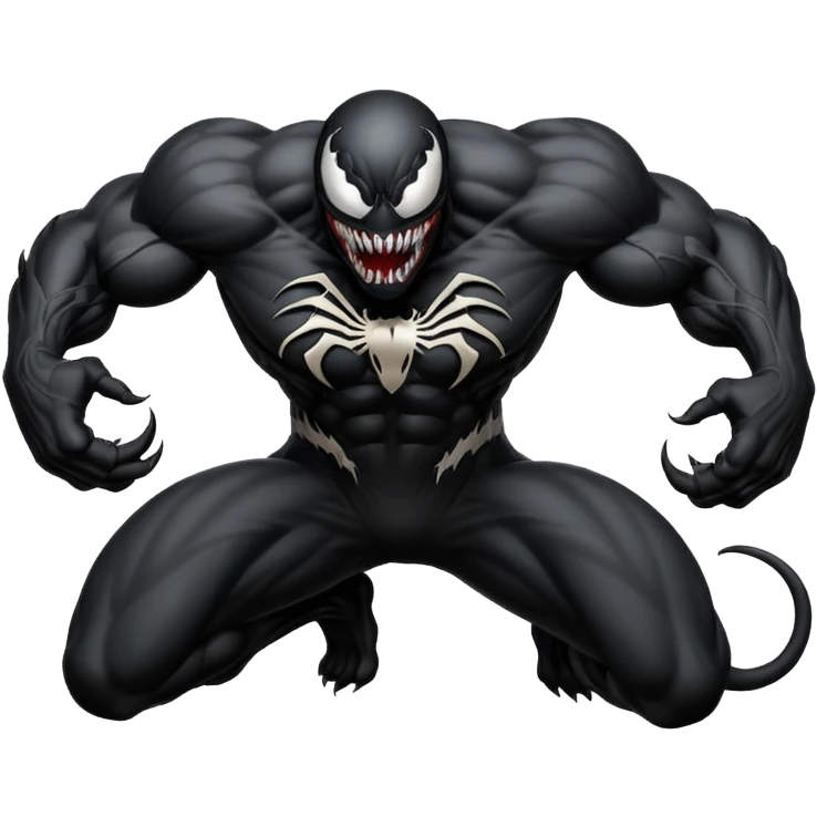 Venom character crawling, no chest logo, simplified style emoji