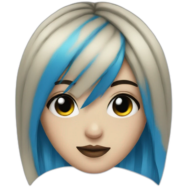 Emo girl with eyeliner and blue hair emoji