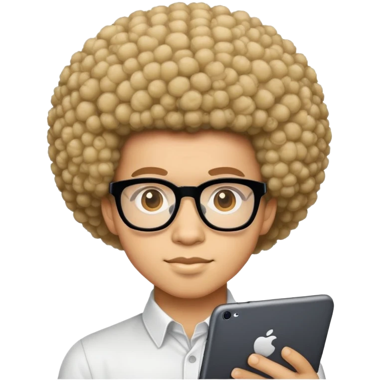 light skin nerd with afro emoji