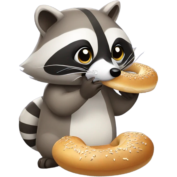 Raccoon eating bagel emoji