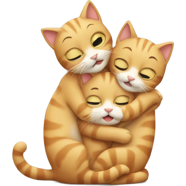 three cats hugging emoji