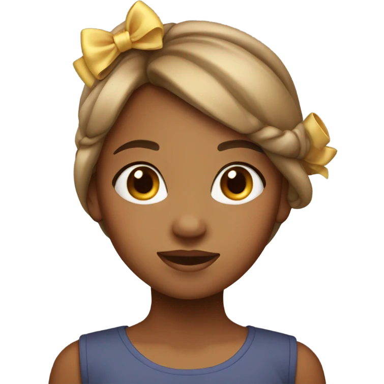 cute brown girl with straight hair and a bow on her head emoji