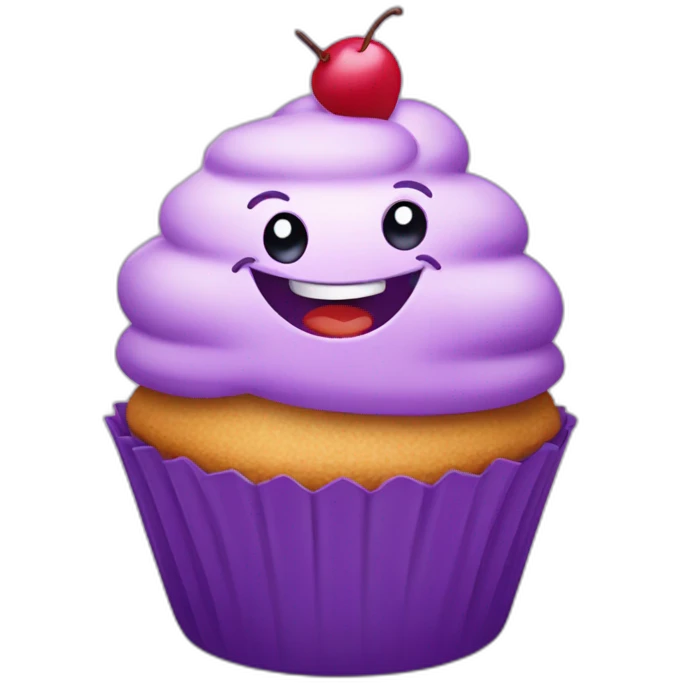 Happy purple cupcake  emoji