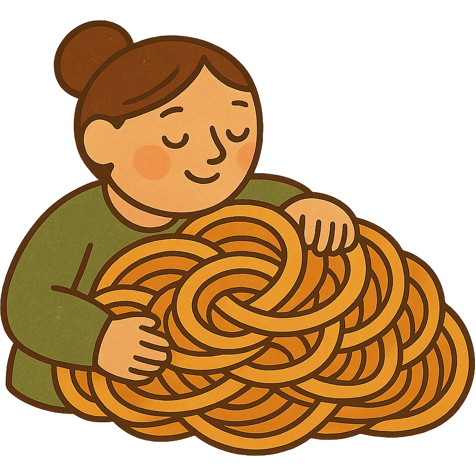 Remove all shadows from the noodles, keep the flat warm colors style, keep background transparent. emoji