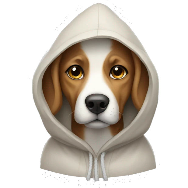 Dog wearing a hodie emoji
