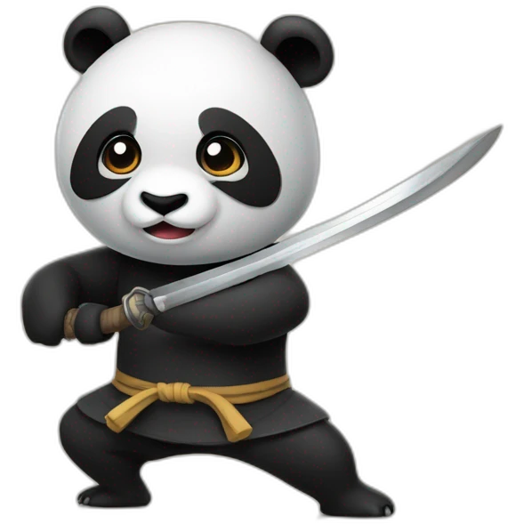 Un panda habillé en ninja avec un masque et un sabre emoji