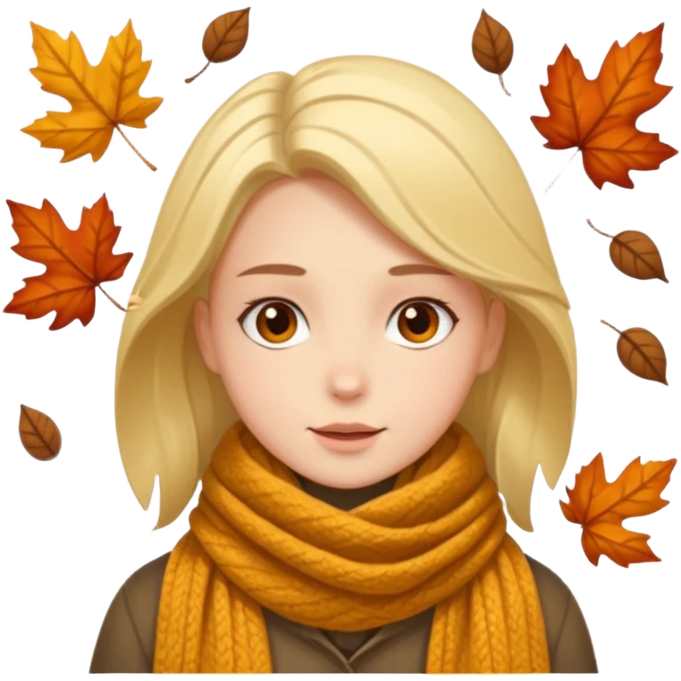 🧣🍂🍁 Wrapped in a scarf under falling leaves emoji