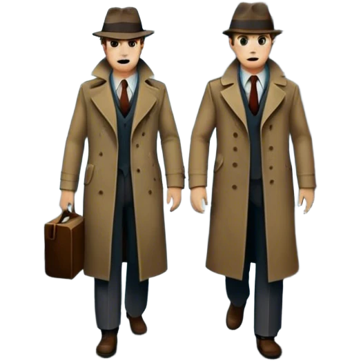 Icon for Detective Movie: A vintage movie poster-style design of a mysterious detective movie. Include dark alleyways, fog, and shadowy figures. The design should evoke a classic noir detective story with retro cinematic typography. Transparent background. emoji