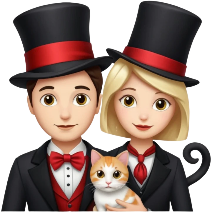 magician couple and their pet cat emoji