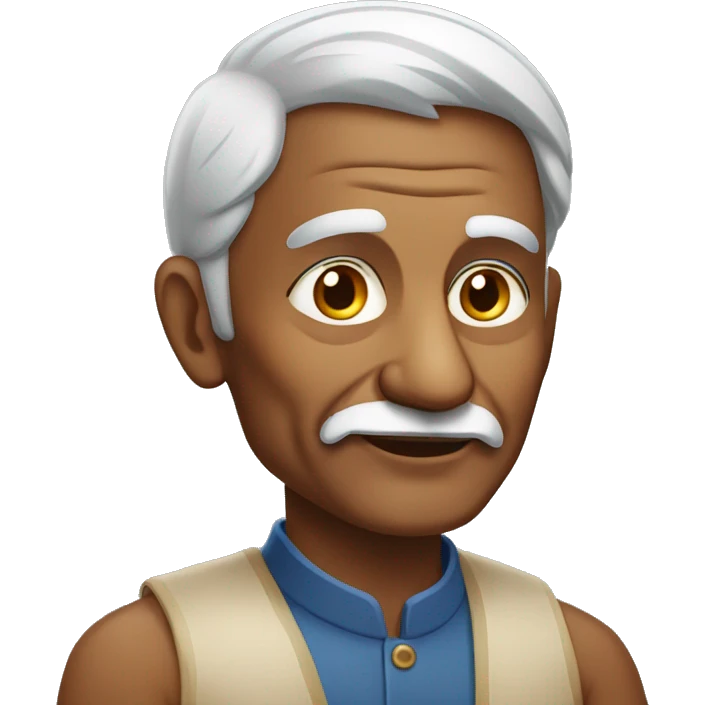 bold elderly indian man without beard or moustache emoji