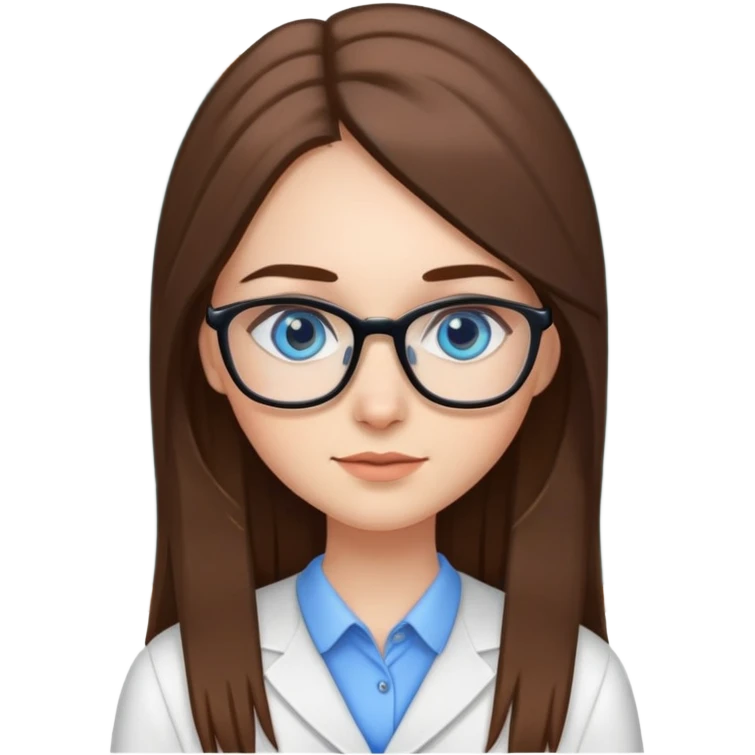 girl with long straight hair. she has blue eyes and brown eyebrow. she is a cute girl. she is a teacher. she is wearing glasses emoji