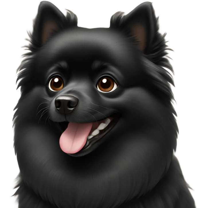 Black Pomeranian smiling  emoji