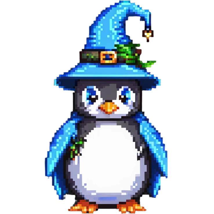 penguin wizard pixel art emoji