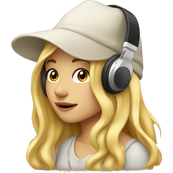 Blond girl listening to music with a hat  emoji