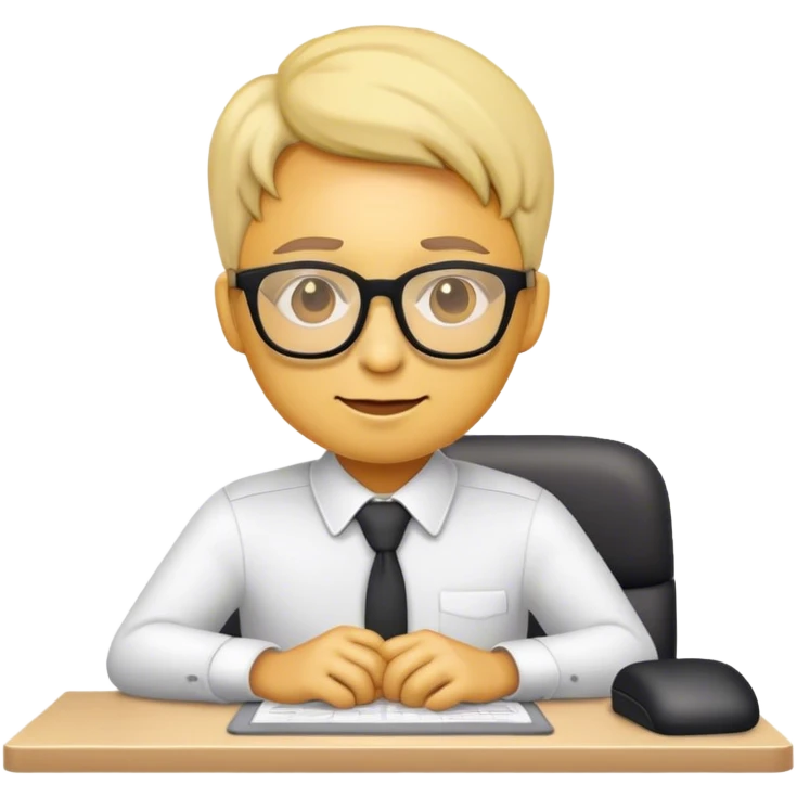 Emoji at work behind desk emoji