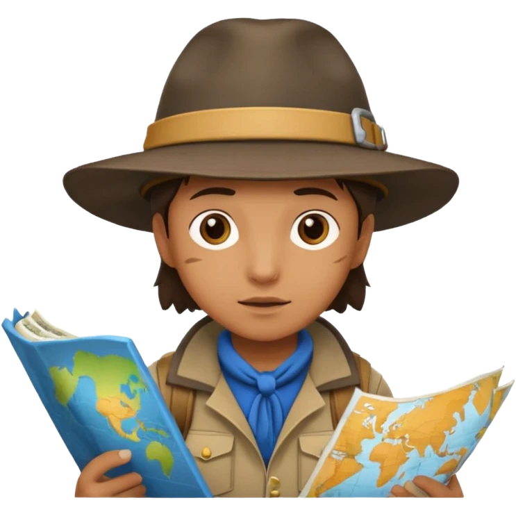 explorer with map, hold on the hand, watching map emoji