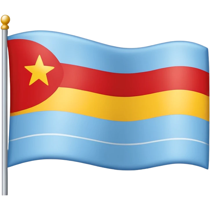 Flag of Gagauzia, Horizontal flag: light blue on top (large), thin white stripe in the middle, thin red stripe at the bottom. three yellow stars in a triangle at the top-left. emoji