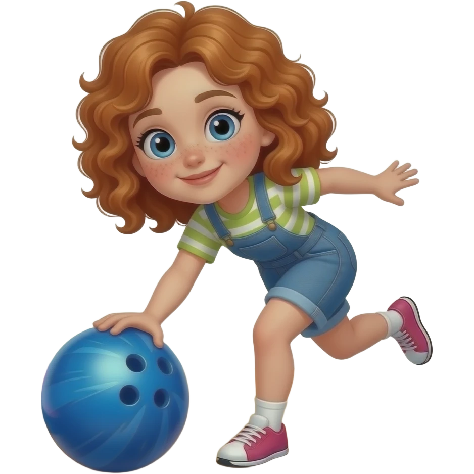 Fille rousse bouclés tâches de rousseur Bowling emoji
