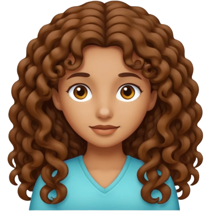 Fille cheveux bouclés longs brun et teint mate emoji