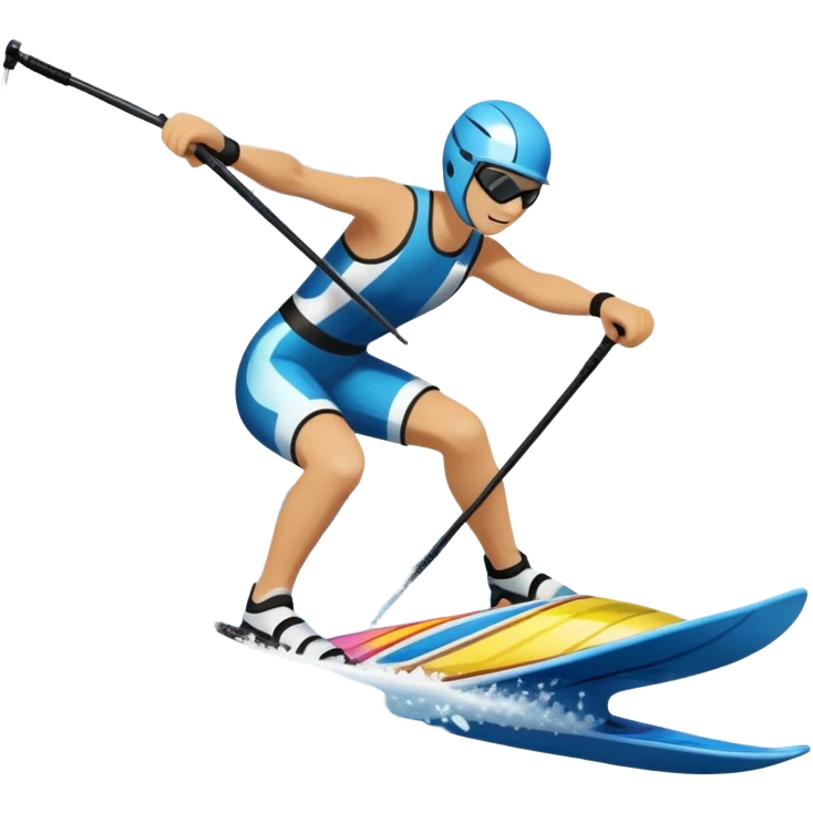 An icon featuring a close-up collage of water skis, splashing water across the surface. The design highlights the motion of the skis cutting through the water. Transparent background emphasizes the thrill of water skiing. emoji