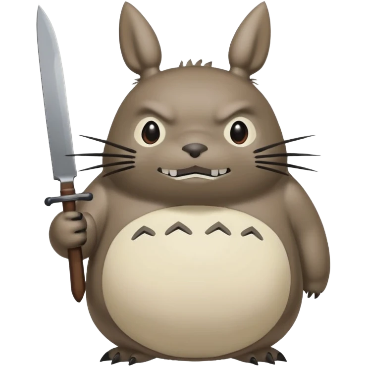 Ghibli Totoro holding knife in hand  emoji
