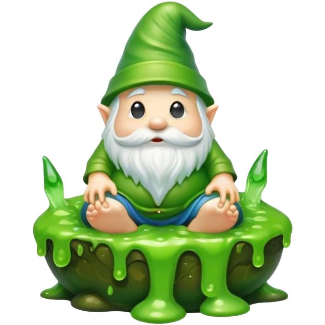 a green gnome sitting in slime emoji
