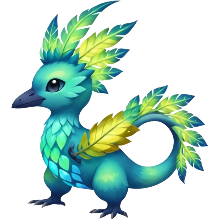 Elemental Exotic Tropical Feathery Fuzzy Sparky Fierce Viney Vinal Dusky Aurorus-Amaura-Auroras-Pokémon-Fakémon-creature emoji