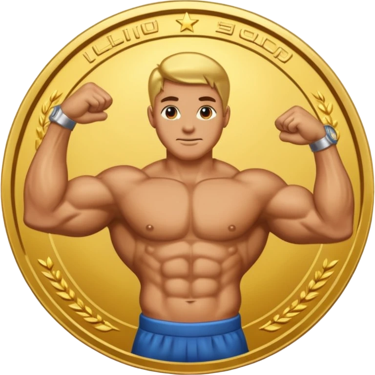 A bent arm showing a big biceps in a gold coin emoji