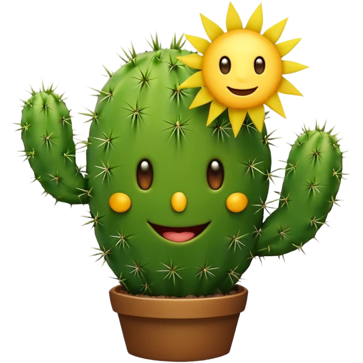 smiling cactus with sun in background emoji