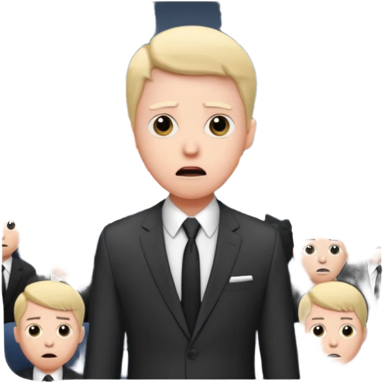 a FRONT PERSON FEELING FEAR, with the audience BEHIND HIM emoji