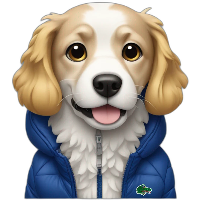 Dog with Lacoste puffer jacket emoji
