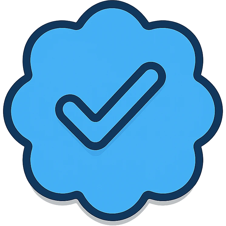 verified icon for social media, blue checkmark with a subtle shadow, modern, rounded edges emoji
