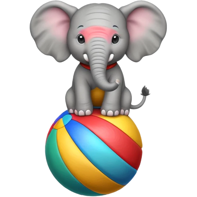 A circus elephant standing on a ccolorful ball emoji