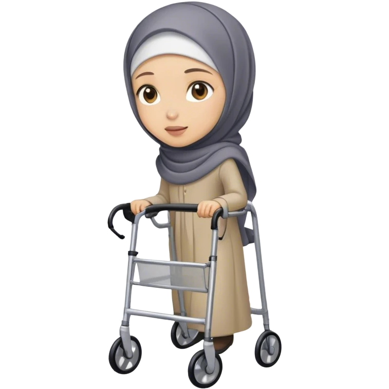 Girl with hijab using a walker  emoji