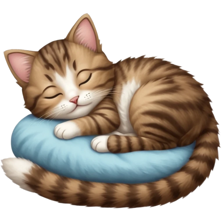 dark brown tabby and white kitten sleeping upside down on its back emoji