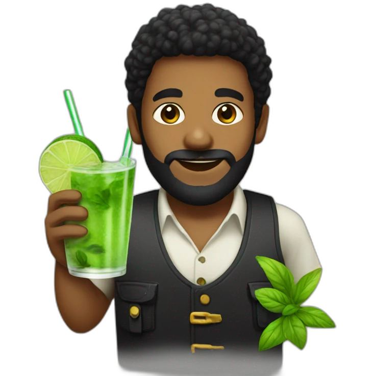 black beard boy with mojito emoji