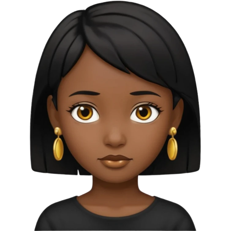 girl child with black short hair and gold earring and black skin emoji