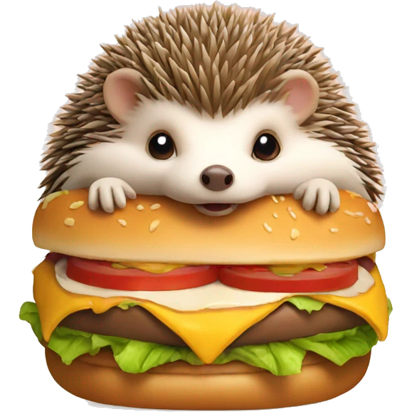 Hedgehog eat burger emoji