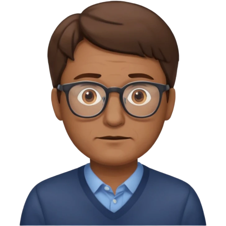 Un locutor de radio, pelo moreno, con gafas, entrado en años emoji