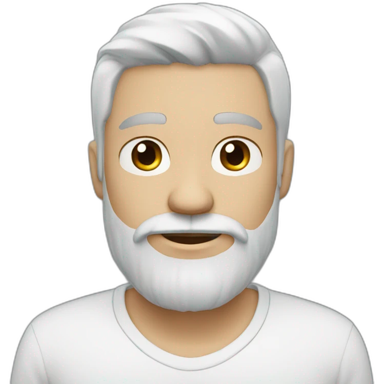 bearded guy in white shirt with black hair emoji