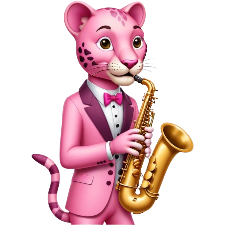 pink panther plays the saxophone emoji