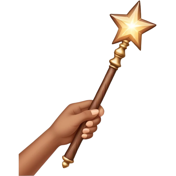 hand holding a glowing magic wand with sparkles and magical glow emoji
