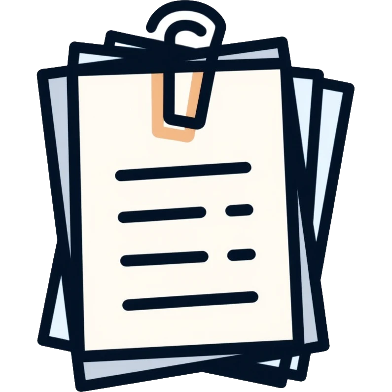 stack of papers with paperclip emoji