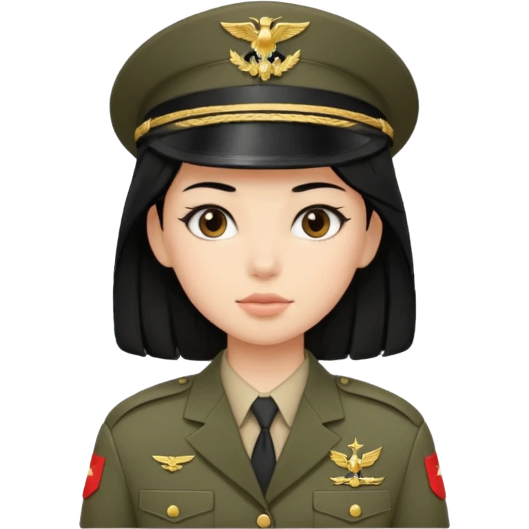 девушка с черными волосами в военной форме нейтральной  emoji