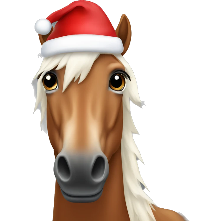 horse with Christmas hat emoji