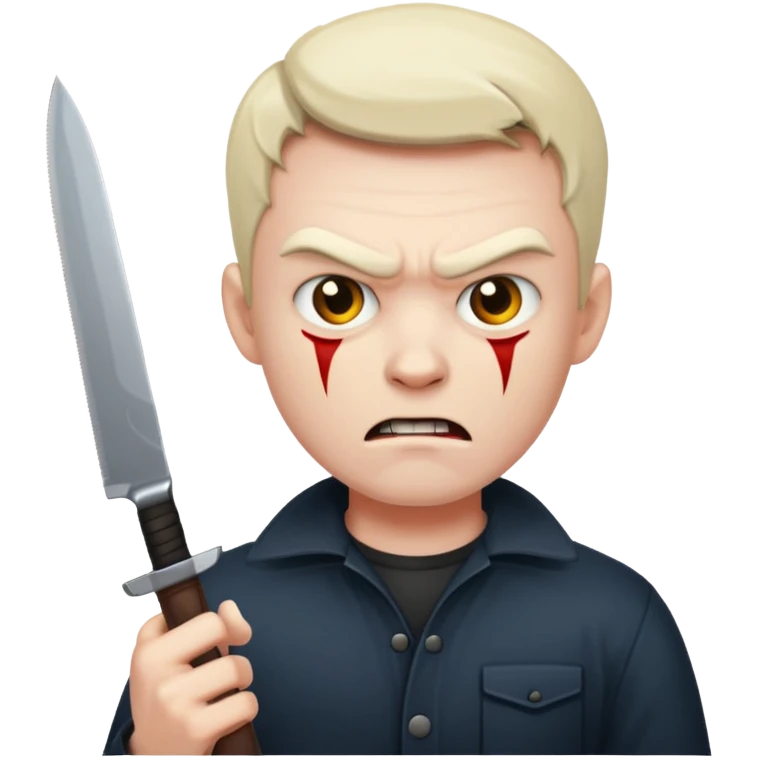 Evil and angry man holding a knife emoji