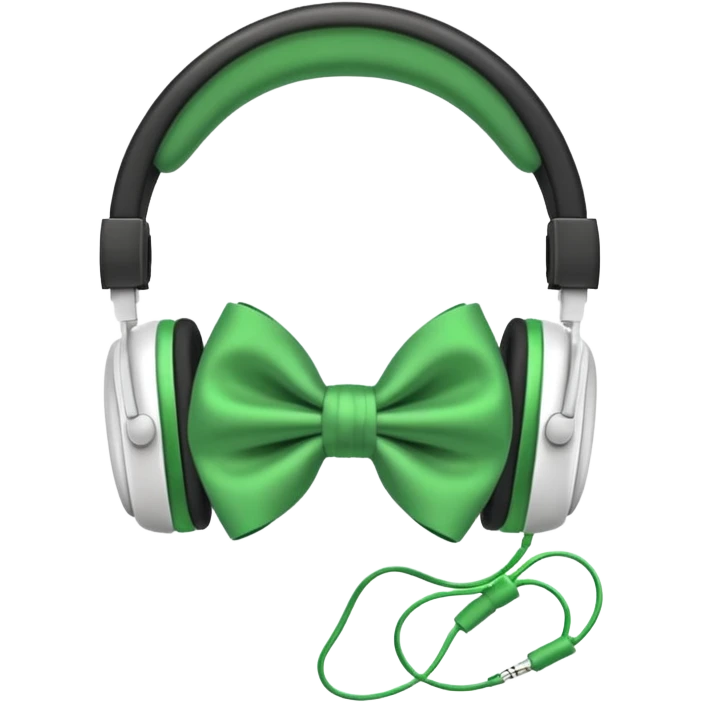 White Headphones with Green Bow emoji