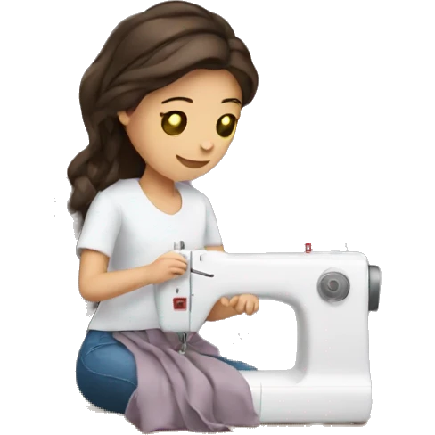 Brunette girl sewing  emoji